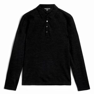 John Varvatos Maleo Long Sleeve Polo Black RETAIL &298